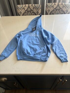 Primitive Light Blue Kids Hoodie with Script Logo